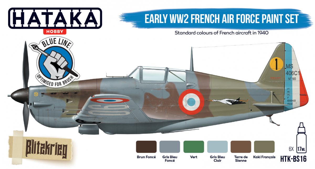 Hataka HTK-BS16 BLUE LINE – Early WW2 French Air Force paint set 6x17ml – Bild 2