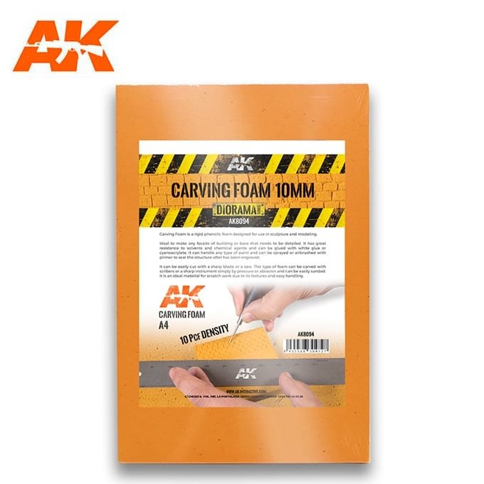 AK Interactive AK8094 CARVING FOAM 10MM A4 SIZE (pianka do rzeźbienia)