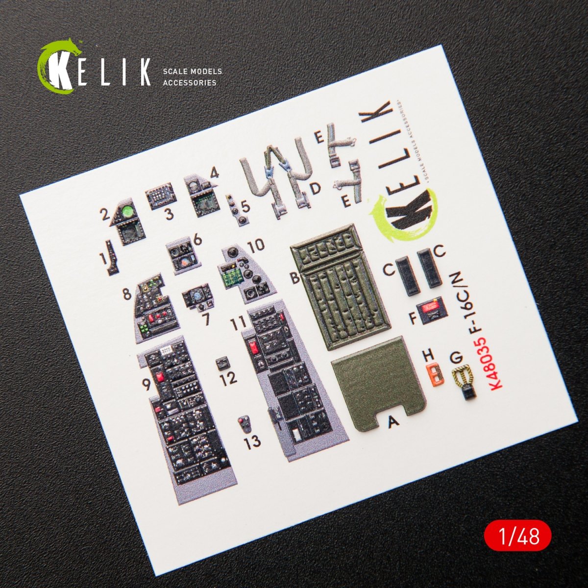 KELIK K48035 F-16CN &amp;quot;FIGHTING FALCON&amp;quot; INTERIOR 3D DECALS FOR TAMIYA KIT 1/48 – zdjęcie 2
