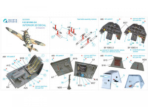 Quinta Studio QD32083 Bf 109G-2/G-4 3D-Printed &amp;amp; coloured Interior on decal paper (Hasegawa) 1/32 – imagen 7