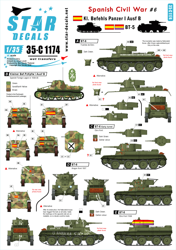 Star Decals 35-C1174 Spanish Civil War #6 1/35