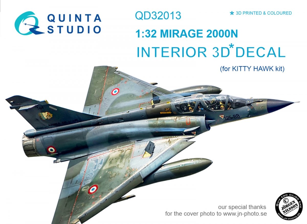 Intérieur imprimé en 3D et coloré sur papier décalcomanie pour le kit Kitty Hawk (Quinta Studio QD32013 Mirage 2000N) à l'échelle 1/32 