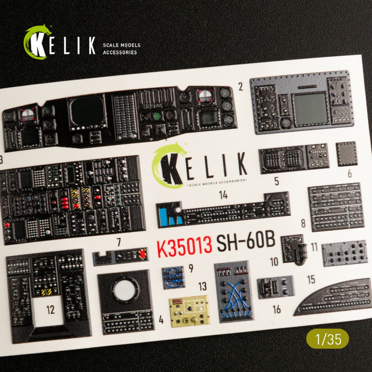 KELIK K35013 SH-60B INTERIOR 3D DECALS FOR KITTY HAWK KIT 1/35 – image 2
