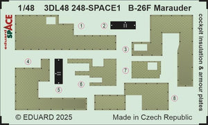 Eduard 3DL48248 B-26F Marauder cockpit insulation &amp; armour plates SPACE ICM 1/48