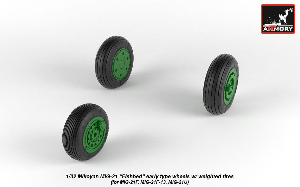 Armory Models AW32009 Mikoyan MiG-21 Fishbed wheels w/ weighted tires, early 1/32 – imagen 3