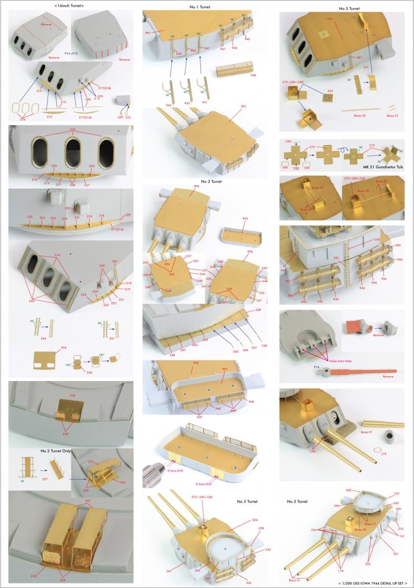 Pontos 23004F1 USS BB-61 Iowa 1944 Ensemble de détails (Pont en bois teinté teck) (1/200) – image 33
