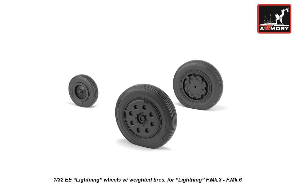 Armory Models AW32402 EE Lightning wheels w/ weighted tires, late 1/32 – immagine 3