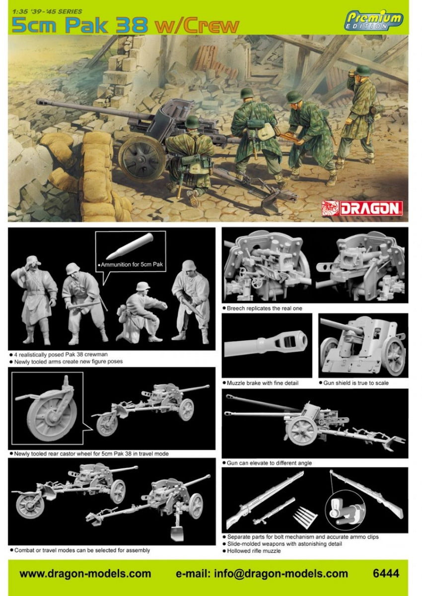Dragon 6444 5cm Pak 38 w/crew 1/35 – zdjęcie 2