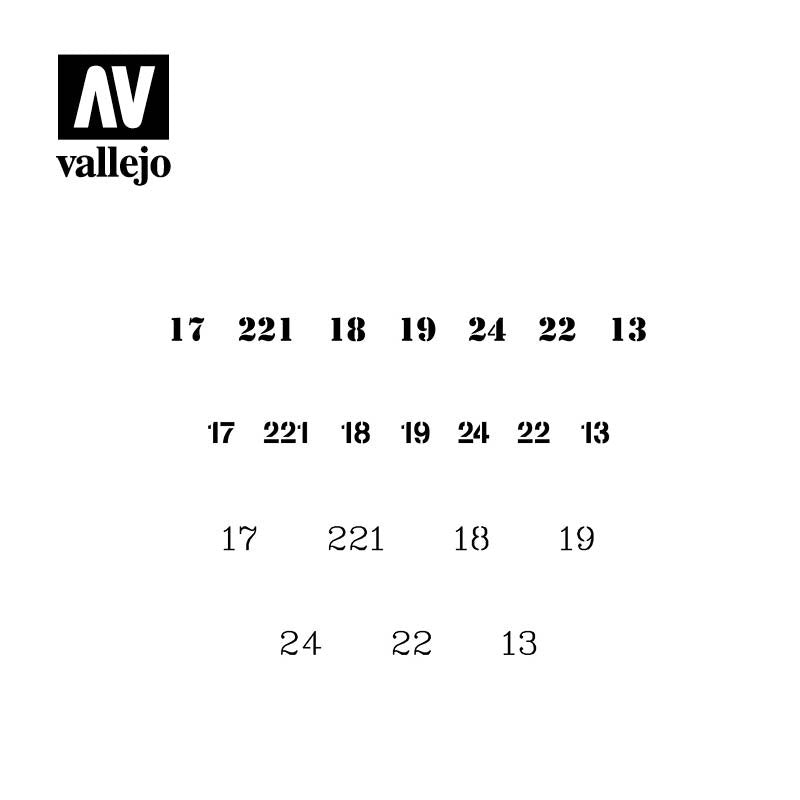 Vallejo ST-AFV003 Soviet Numbers WWII Stencil 1/35 – image 2