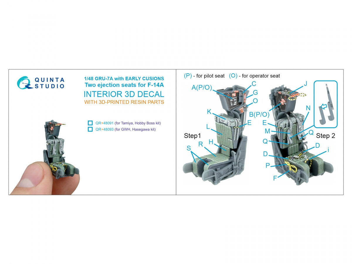 Quinta Studio QR+48091 GRU-7A early, 2 ejection seats for F-14 A (Tamiya, Hobby Boss) 1/48 – immagine 8