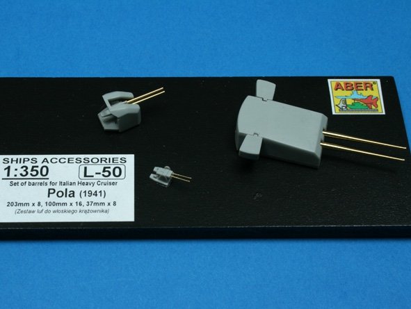 Aber 350L-50 Set of barrels 203mm x 8; 100mm x 16, 37mm x 8 for Italian Navy Pola class heavy crusies 1/350 – image 3