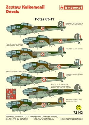 Techmod 72143 - Potez 63-11 1/72 – imagen 2