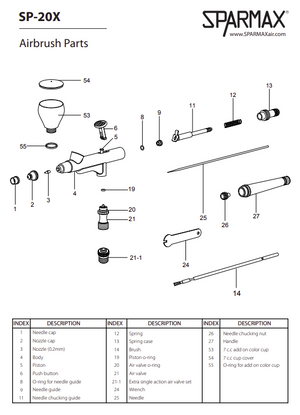 Sparmax SP-20X Airbrush - Nozzle 0.2 mm – imagen 2