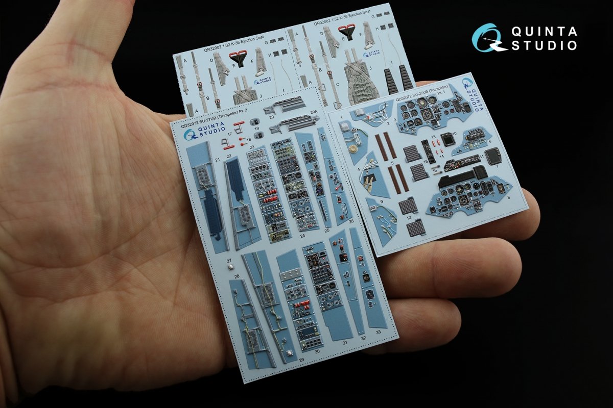 Quinta Studio QD32072 Su-27UB 3D-Printed &amp;amp; coloured Interior on decal paper (for Trumpeter kit) 1/32 – immagine 2