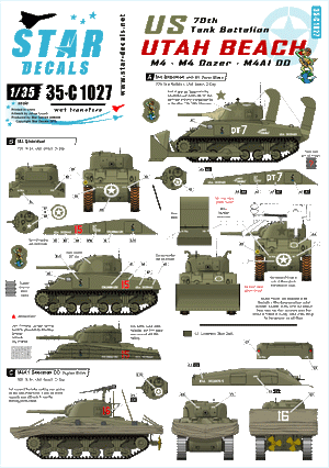 Star Decals 35-C1027 US 70th Tank Battalion on Utah Beach 1/35