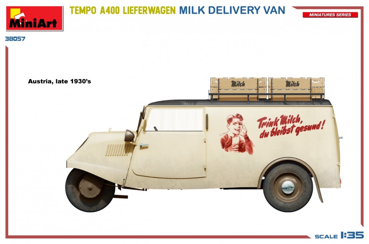 MiniArt 38057 TEMPO A400 LIEFERWAGEN. MILK DELIVERY VAN 1/35 – immagine 3