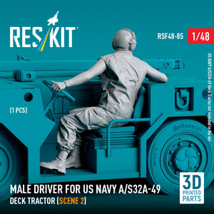 RESKIT RSF48-0085 Male driver for US NAVY A/S32A-49 Deck Tractor (scene 2) (1 pcs) (3D Printed) 1/48 – zdjęcie 2