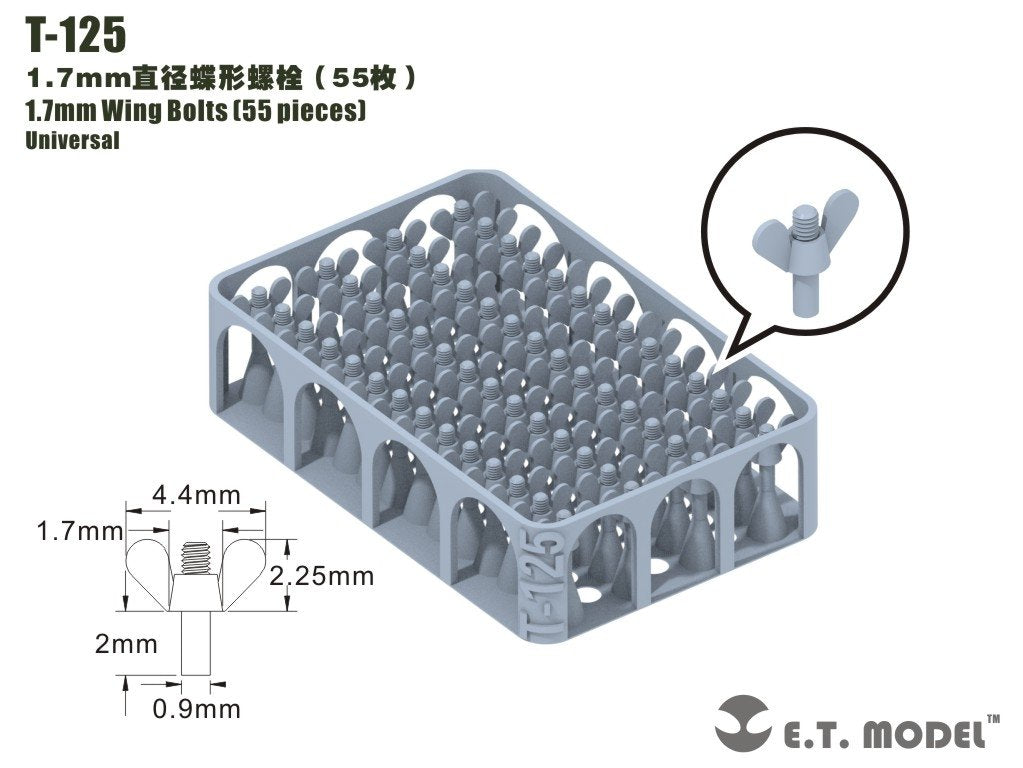 ET Model T-125 1.7mm Wing Bolts 55 pieces