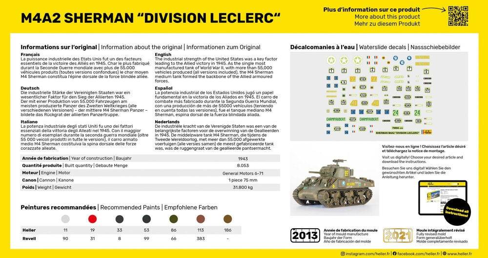 Heller 79894 M4A2 Sherman Division Leclerc deco.FR 1/72 – image 4