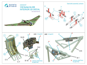 Quinta Studio QD32237 Horten Ho 229 3D-Printed coloured Interior on decal paper (Zoukei Mura) 1/32 – imagen 10