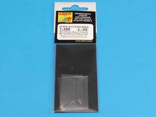 Aber 350L-25 Set of 20 pcs 28 mm (1,1in) L/75Mk.1 barrels for US Navy ships 1/350 – imagen 5