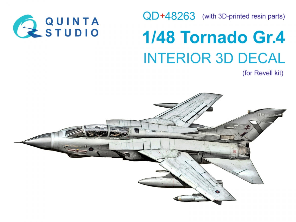 Quinta Studio QD+48263 Tornado GR.4 3D-Printed &amp; colored Interior on decal paper (Revell) (with 3D-printed resin parts) 1/48