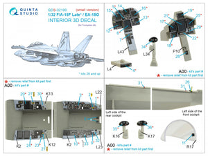 Quinta Studio QDS-32100 F/A-18F late / EA-18G 3D-Printed &amp;amp; coloured Interior on decal paper (Trumpeter) (Small version) 1/32 – immagine 2