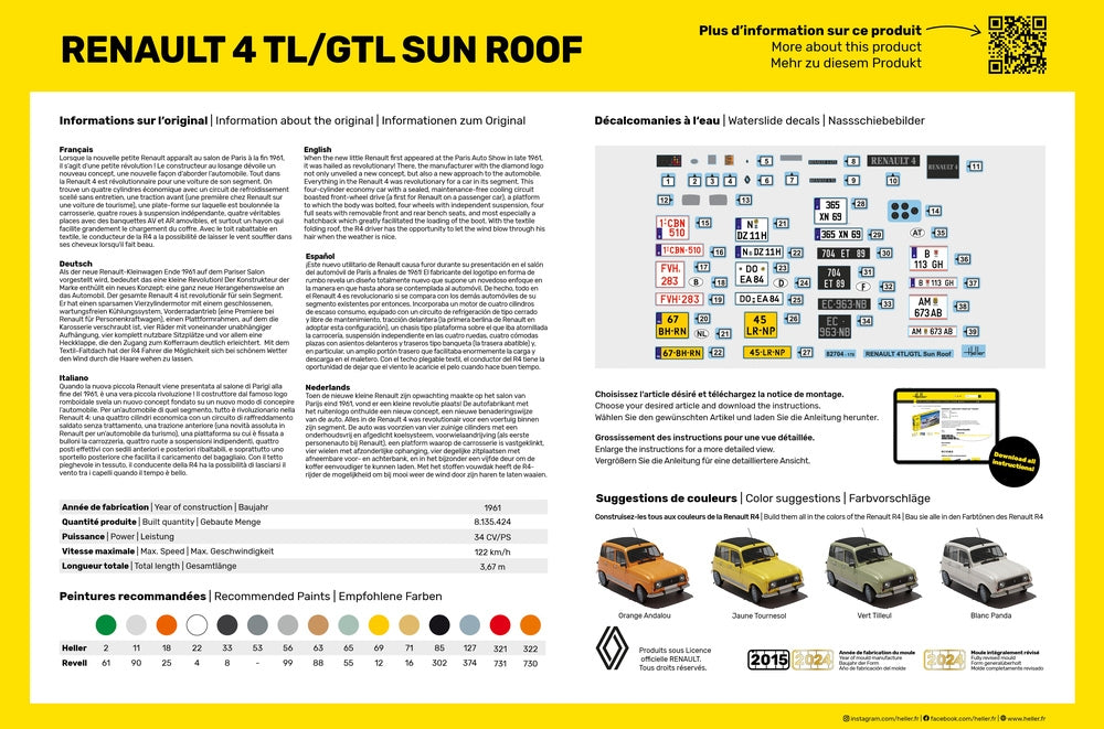 Heller 58704 Renault 4 TL/GTL Toit ouvrant - Kit de démarrage 1/24 – image 4