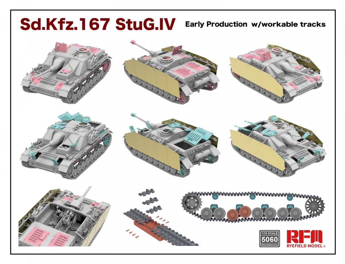 Rye Field Model 5060 Sd.Kfz.167 StuG.IV Early Production w/workable track links 1/35 – immagine 2