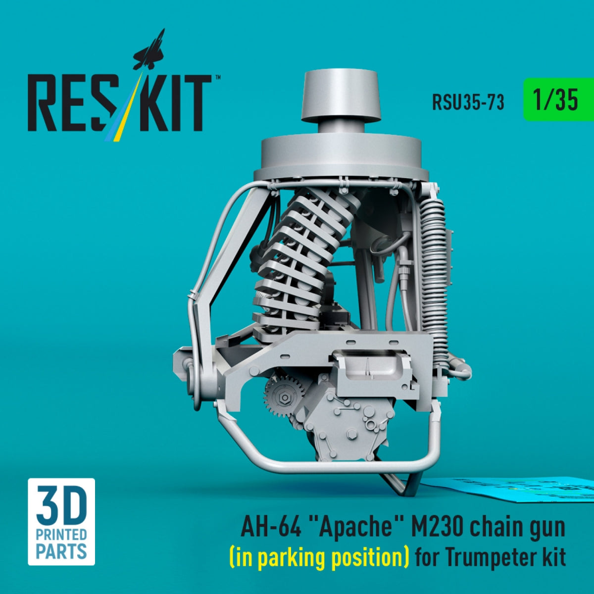 RESKIT RSU35-0073 AH-64 &amp;quot;Apache&amp;quot; M230 chain gun (in parking position) for Trumpeter kit (3D Printed) 1/35 – zdjęcie 3