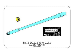 Aber 35L-249 Russian D-10T 100mm tank barrel for T-54B/T-55 1/35