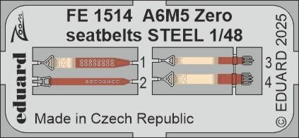 Eduard FE1514 A6M5 Zero seatbelts STEEL FINE MOLDS 1/48