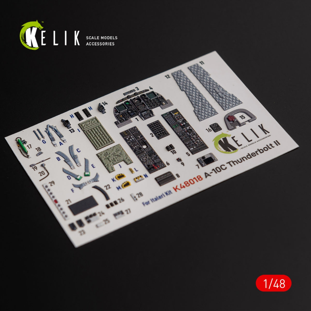 KELIK K48018 A-10C "Thunderbolt II" interior 3D decals for Italeri kit 1/48