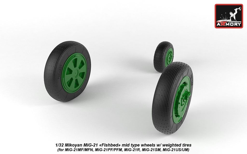 Armory Models AW32010 Mikoyan MiG-21 Fishbed wheels w/ weighted tires, mid 1/32 – imagen 5