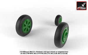Armory Models AW32010 Mikoyan MiG-21 Fishbed wheels w/ weighted tires, mid 1/32 – imagen 5
