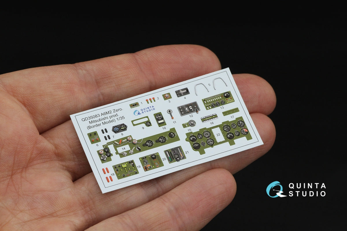 Quinta Studio QD35083 A6M2 Zero (Mitsubishi Prod.) 3D-Printed &amp;amp; coloured Interior on decal paper (Border Model) 1/35 – zdjęcie 4