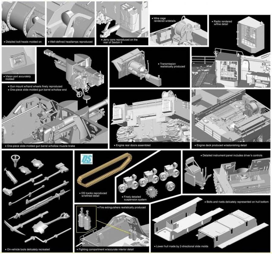 Dragon 6760 Sexton II 25pdr SP Tracked 1/35 – immagine 3
