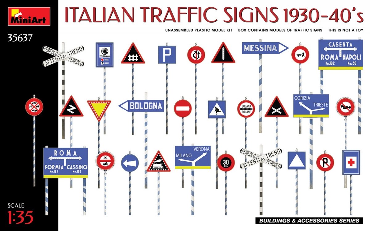 MiniArt 35637 ITALIAN TRAFFIC SIGNS 1930-40’s 1/35 – zdjęcie 2