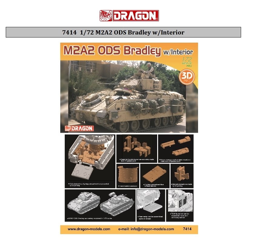 Dragon 7414 M2A2 ODS Bradley w/Interior 1/72 – image 2