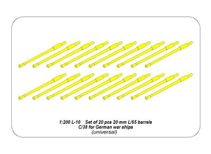 Aber 200L-10 Ensemble de 20 canons 20 mm L/65 C/38 pour navires allemands 1/200 – image 4