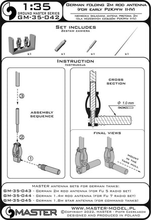Master GM-35-042 German WWII folding 2m rod antenna (for early PzKpfw II-IV) (1pcs) 1/35 – imagen 7