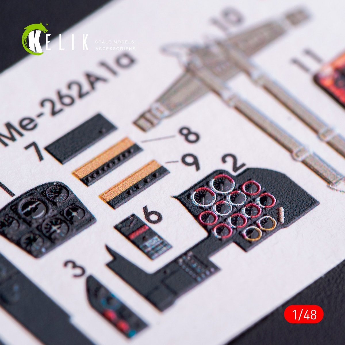 KELIK K48004 ME-262A1 INTERIOR 3D DECALS FOR TAMIYA KIT 1/48 – zdjęcie 4