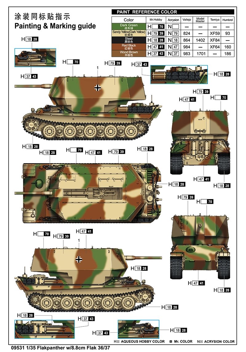 Trumpeter 09531 Flakpanther w/8.8cm Flak 36/37 1/35 – immagine 3