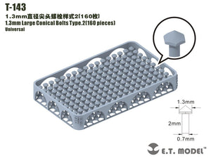 Boulons coniques de grande taille ET modèle T-143, 1,3 mm, type 2, 160 pièces