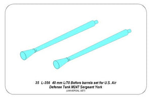 Aber 35l-356 40 mm L/70 Bofors Barrels Set for US M247 Sergeant York 1/35