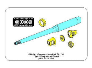Aber 48L-06 German 88mm KwK 36 L/56 Tiger I Early Barrel (For AFV Club / Tamiya) 1/48 – immagine 3