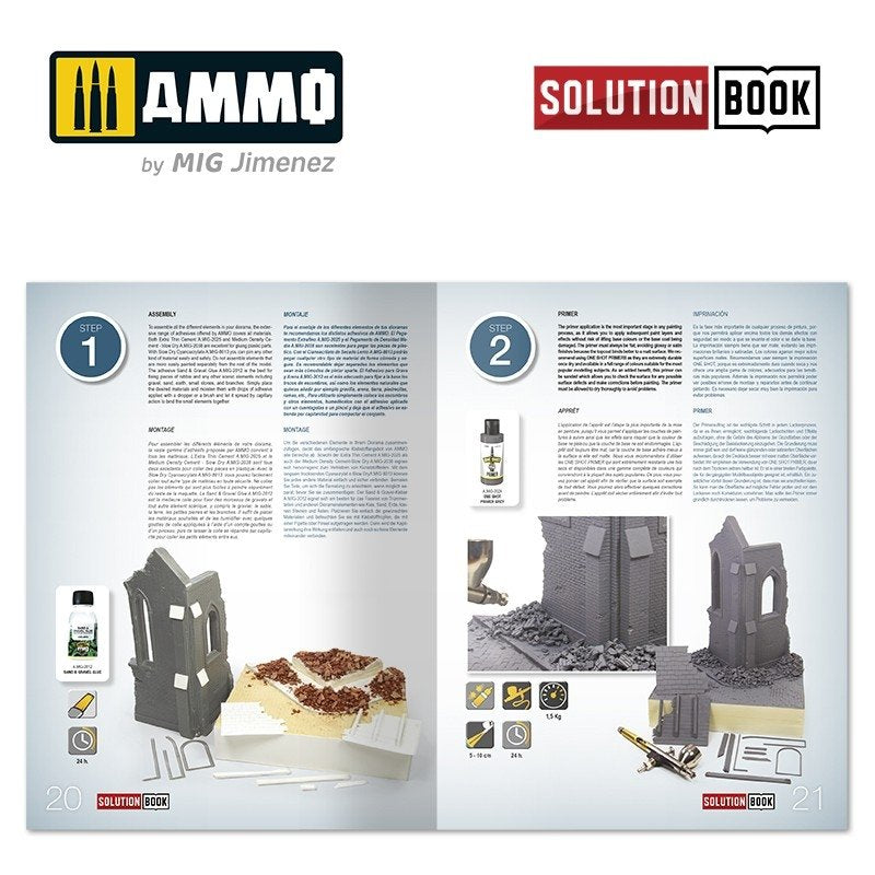 AMMO of Mig Jimenez 6510 How to Paint Brick Buildings. Colors &amp;amp; Weathering System Solution Book (Multilingual) – image 2