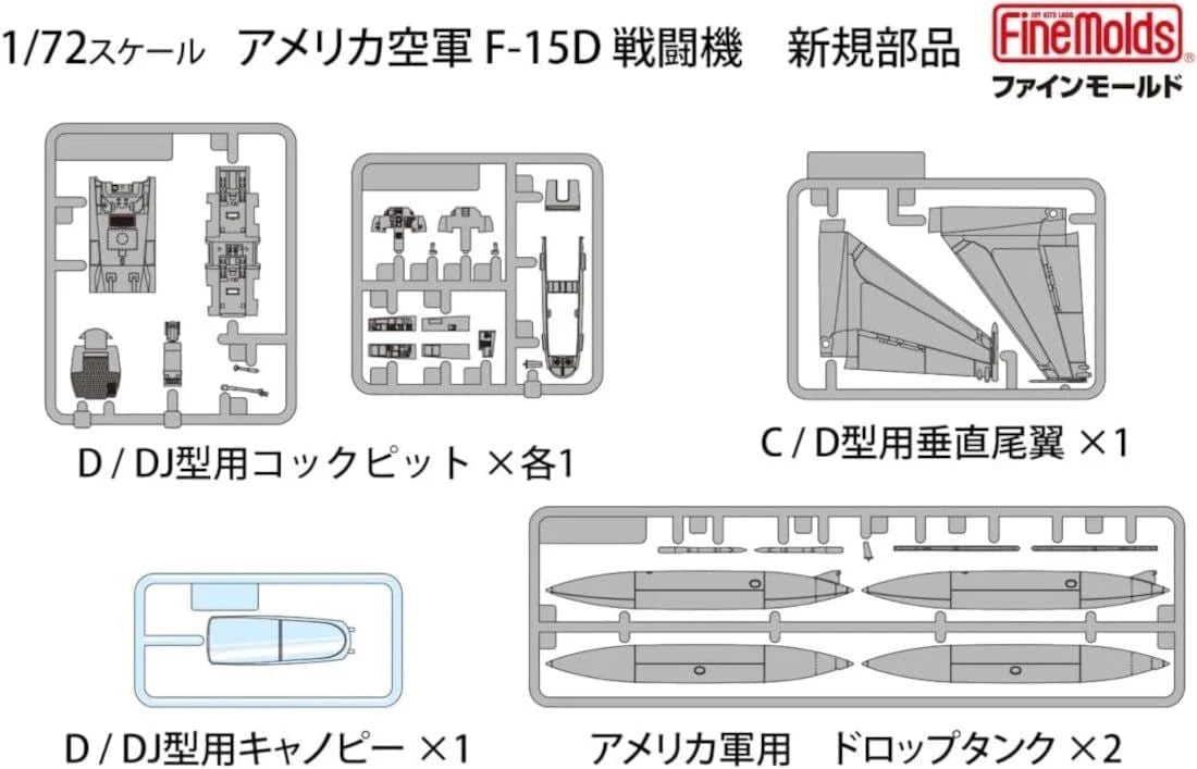 Fine Molds 72952 U.S. Air Force F-15D Fighter 1/72 – immagine 7