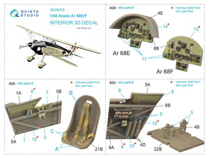 Quinta Studio QD48209 Arado Ar 68 E/F 3D-Printed &amp;amp; coloured Interior on decal paper (Roden) 1/48 – imagen 10