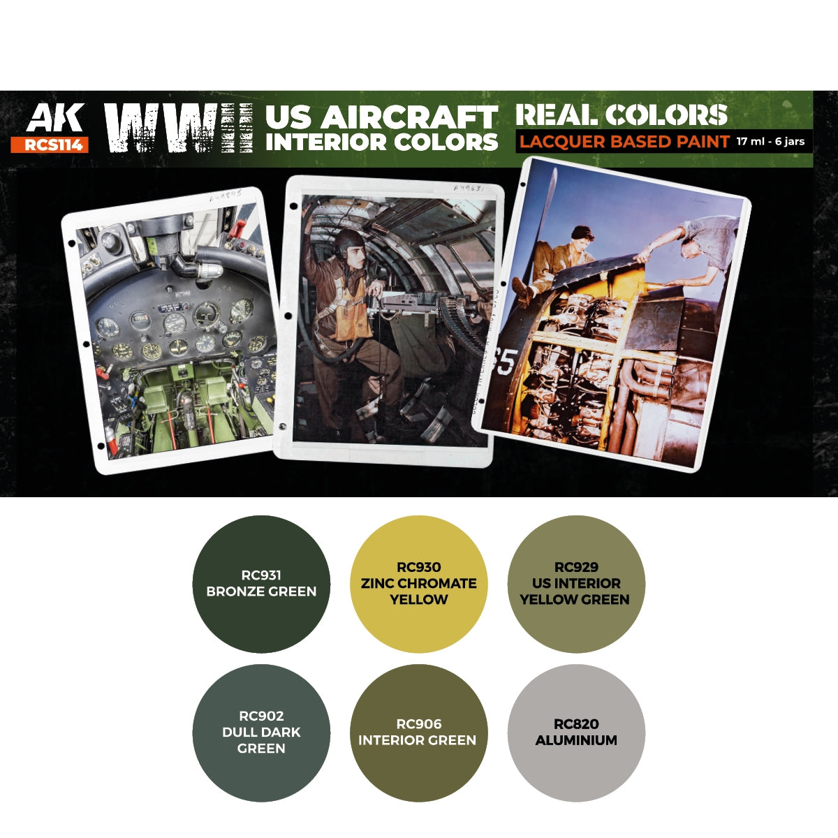 AK Interactive RCS114 WWII US Aircraft Interior Colors 6x17ml – immagine 2